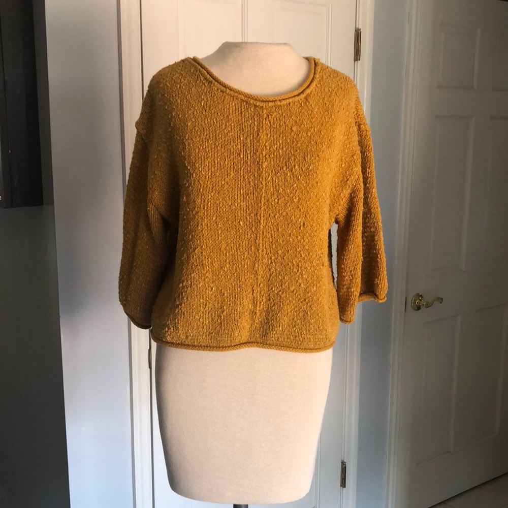 Free people mustard yellow crop top sweater